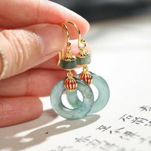 Load image into Gallery viewer, Lokaloca Natural Icy Jade Ring Earrings
