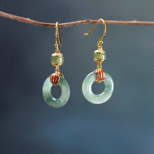 Load image into Gallery viewer, Lokaloca Natural Icy Jade Ring Earrings
