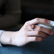 Load image into Gallery viewer, Natural Red Translucent Garnet Phoenix Opening Adjustable Ring Vintage Retro Charm Women&#39;s Silver Jewelry
