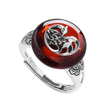 Load image into Gallery viewer, Natural Red Translucent Garnet Phoenix Opening Adjustable Ring Vintage Retro Charm Women&#39;s Silver Jewelry
