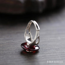 Load image into Gallery viewer, Natural Red Translucent Garnet Phoenix Opening Adjustable Ring Vintage Retro Charm Women&#39;s Silver Jewelry
