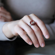 Load image into Gallery viewer, Natural Red Translucent Garnet Phoenix Opening Adjustable Ring Vintage Retro Charm Women&#39;s Silver Jewelry
