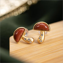 Load image into Gallery viewer, Natural Southern Red Agate Mushroom Earrings Vintage Style Retro Style Creative Women&#39;s Brand Jewelry
