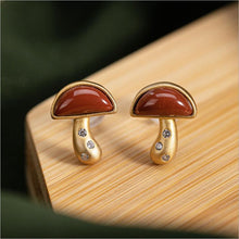 Load image into Gallery viewer, Natural Southern Red Agate Mushroom Earrings Vintage Style Retro Style Creative Women&#39;s Brand Jewelry
