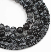 Load image into Gallery viewer, Natural Snowflake Obsidian 4-12mm Round Beads Strand for DIY Jewelry Making
