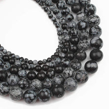 Load image into Gallery viewer, Natural Snowflake Obsidian 4-12mm Round Beads Strand for DIY Jewelry Making
