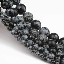 Load image into Gallery viewer, Natural Snowflake Obsidian 4-12mm Round Beads Strand for DIY Jewelry Making
