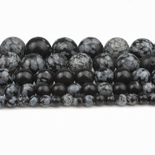 Load image into Gallery viewer, Natural Snowflake Obsidian 4-12mm Round Beads Strand for DIY Jewelry Making
