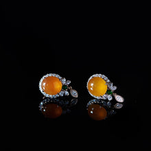 Load image into Gallery viewer, Natural Yellow Chalcedony Earrings Vintage Style Retro Creative Craft Charm Women&#39;s Silver Jewelry
