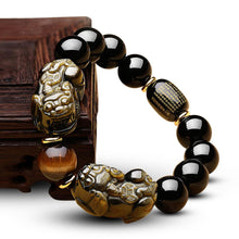 Load image into Gallery viewer, Natural Gold Obsidian Double Pi Yao Wealth &amp; Brave Bracelet
