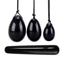 Load image into Gallery viewer, Nature Obsidian Women Pelvic Kegel Exercise 3 Yoni Eggs Wand Set
