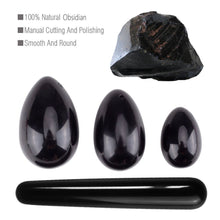 Load image into Gallery viewer, Nature Obsidian Women Pelvic Kegel Exercise 3 Yoni Eggs Wand Set
