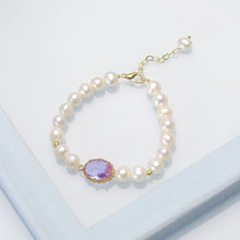 Load image into Gallery viewer, Naturnal Baroque Pearl Beaded with Crystal Charm Bracelet
