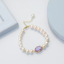 Load image into Gallery viewer, Naturnal Baroque Pearl Beaded with Crystal Charm Bracelet
