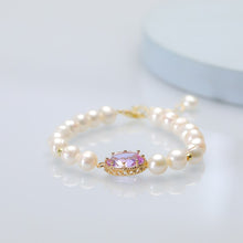 Load image into Gallery viewer, Naturnal Baroque Pearl Beaded with Crystal Charm Bracelet
