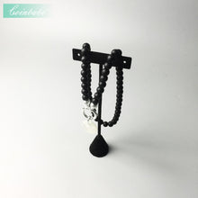 Load image into Gallery viewer, Natural Black Obsidian Beaded 925 Sterling Silver Circle Pendant Necklace
