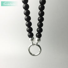 Load image into Gallery viewer, Natural Black Obsidian Beaded 925 Sterling Silver Circle Pendant Necklace
