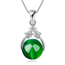 Load image into Gallery viewer, Lokaloca Natural Green Chalcedony Jade Bead Pendant 925 Silver Necklace Jewelry
