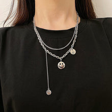 Load image into Gallery viewer, Multi-Layer Smiley Face Pendant Necklace Clavicle Chain Titanium Steel Plated 18 Gold
