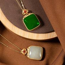 Load image into Gallery viewer, Inner Peace Natural Hetian Jade Retro Square Pendant Necklace
