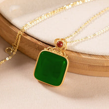 Load image into Gallery viewer, Inner Peace Natural Hetian Jade Retro Square Pendant Necklace
