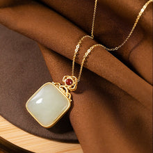 Load image into Gallery viewer, Inner Peace Natural Hetian Jade Retro Square Pendant Necklace
