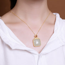 Load image into Gallery viewer, Inner Peace Natural Hetian Jade Retro Square Pendant Necklace
