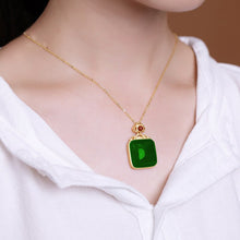 Load image into Gallery viewer, Inner Peace Natural Hetian Jade Retro Square Pendant Necklace
