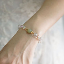 Load image into Gallery viewer, Handcrafted Geometric Clear Crystal Beaded Natural Hetian Jade Charm Bracelet
