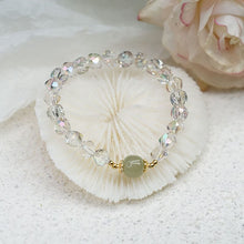 Load image into Gallery viewer, Handcrafted Geometric Clear Crystal Beaded Natural Hetian Jade Charm Bracelet
