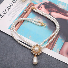 Load image into Gallery viewer, Luxury French Design Double Strand Pearl Beaded Pendant Necklace
