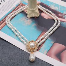 Load image into Gallery viewer, Luxury French Design Double Strand Pearl Beaded Pendant Necklace
