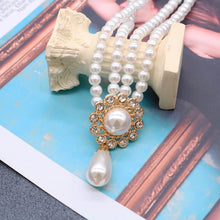 Load image into Gallery viewer, Luxury French Design Double Strand Pearl Beaded Pendant Necklace
