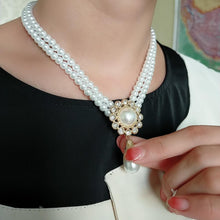 Load image into Gallery viewer, Luxury French Design Double Strand Pearl Beaded Pendant Necklace
