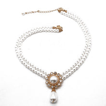 Load image into Gallery viewer, Luxury French Design Double Strand Pearl Beaded Pendant Necklace
