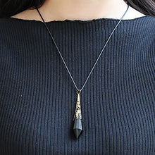 Load image into Gallery viewer, Handcrafted Natural Black Obsidian Pendulum Reiki Chakra Healing Pendant Necklace
