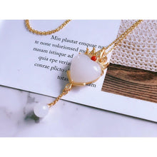 Load image into Gallery viewer, Natural Fine White Jade Love Heart Tassel Pendant Necklace Vintage Retro Light Luxury Charm Women&#39;s Silver Jewelry
