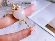 Load image into Gallery viewer, Natural Fine White Jade Love Heart Tassel Pendant Necklace Vintage Retro Light Luxury Charm Women&#39;s Silver Jewelry
