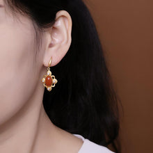 Load image into Gallery viewer, Original Silver Inlaid Natural Southern Red Agate Fine Jade Jewelry Women&#39;s Pearl Earrings
