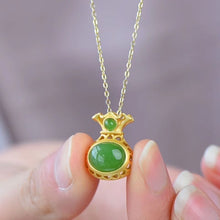 Load image into Gallery viewer, New Silver Inlaid Fine Jade Lucky Bag Shaped Necklace Pendant Women&#39;s Luxury Brand Jewelry
