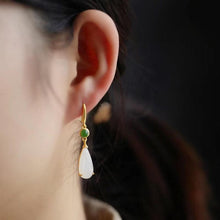 Load image into Gallery viewer, Lokaloca Silver Inlaid Jade Drop Earrings
