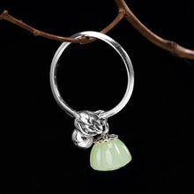 Load image into Gallery viewer, Sterling Silver Vintage Style Retro Fine Jade Bell Female Open Ring
