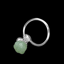 Load image into Gallery viewer, Sterling Silver Vintage Style Retro Fine Jade Bell Female Open Ring
