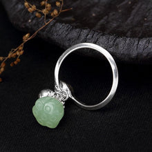 Load image into Gallery viewer, Sterling Silver Vintage Style Retro Fine Jade Bell Female Open Ring
