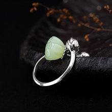 Load image into Gallery viewer, Sterling Silver Vintage Style Retro Fine Jade Bell Female Open Ring
