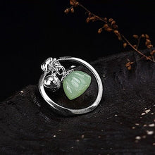 Load image into Gallery viewer, Sterling Silver Vintage Style Retro Fine Jade Bell Female Open Ring
