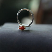 Load image into Gallery viewer, Lokaloca Silver Inlaid White Jade Red Agate Fortune Elephant Resizable  Ring
