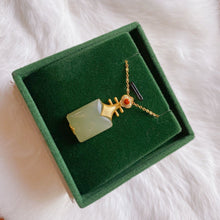 Load image into Gallery viewer, Silver Natural Fine Jade Inlaid Gilt Golden Pendant Necklace
