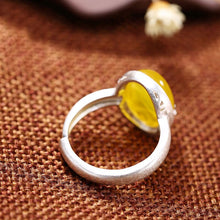 Load image into Gallery viewer, Lokaloca Natural Yellow Jade Plum Blossom Open Adjustable Ring
