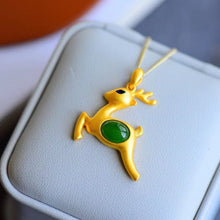 Load image into Gallery viewer, Lokaloca Natural Fine Jade Deer Pendant Necklace
